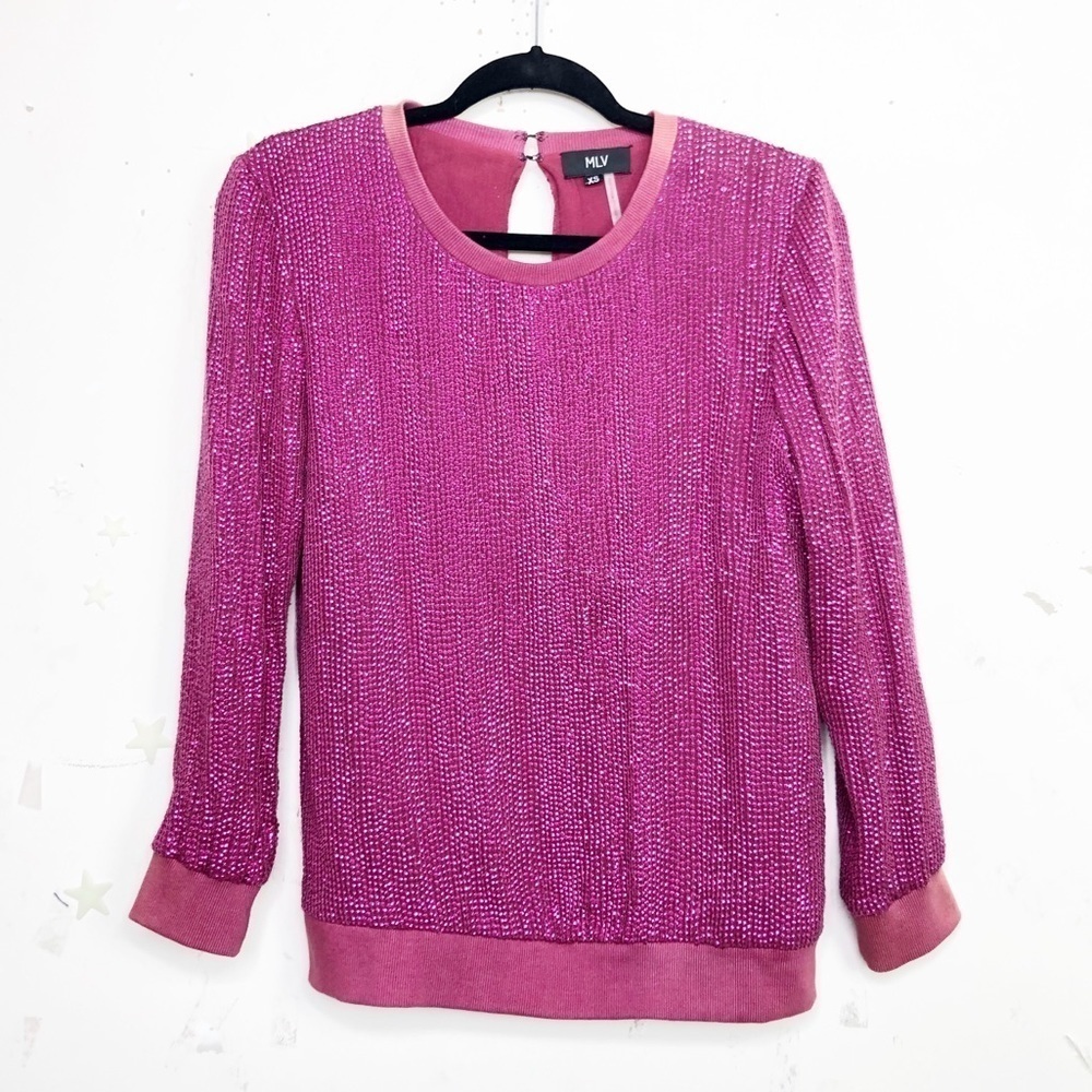 Mlv fuscia sequin Keyhole back blouse